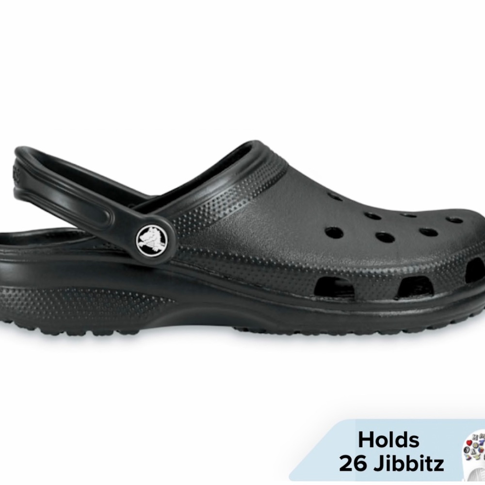 New pair of the iconic Black Classic Crocs Size 8